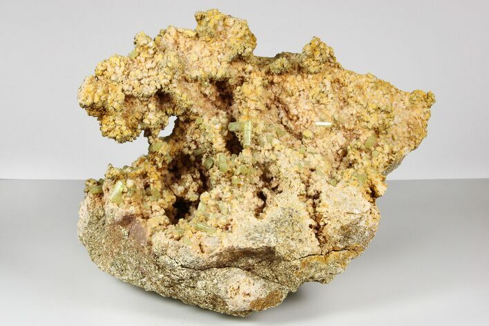 Lustrous, Yellow Apatite Crystals on Feldspar - Morocco #185477